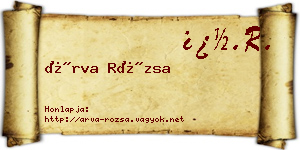 Árva Rózsa névjegykártya