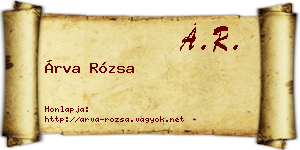 Árva Rózsa névjegykártya